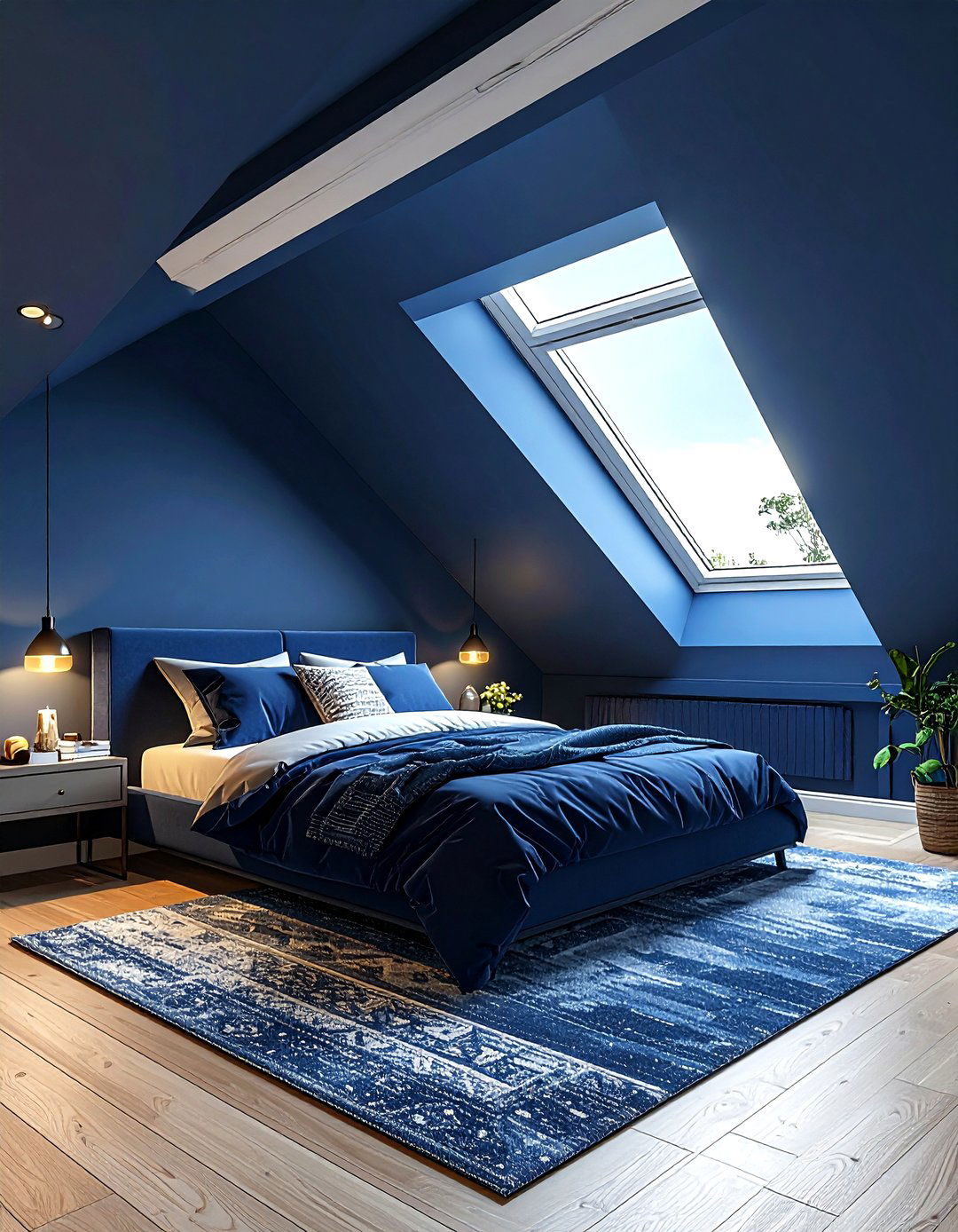 Navy blue attic bedroom - 30 minimalist navy bedroom ideas