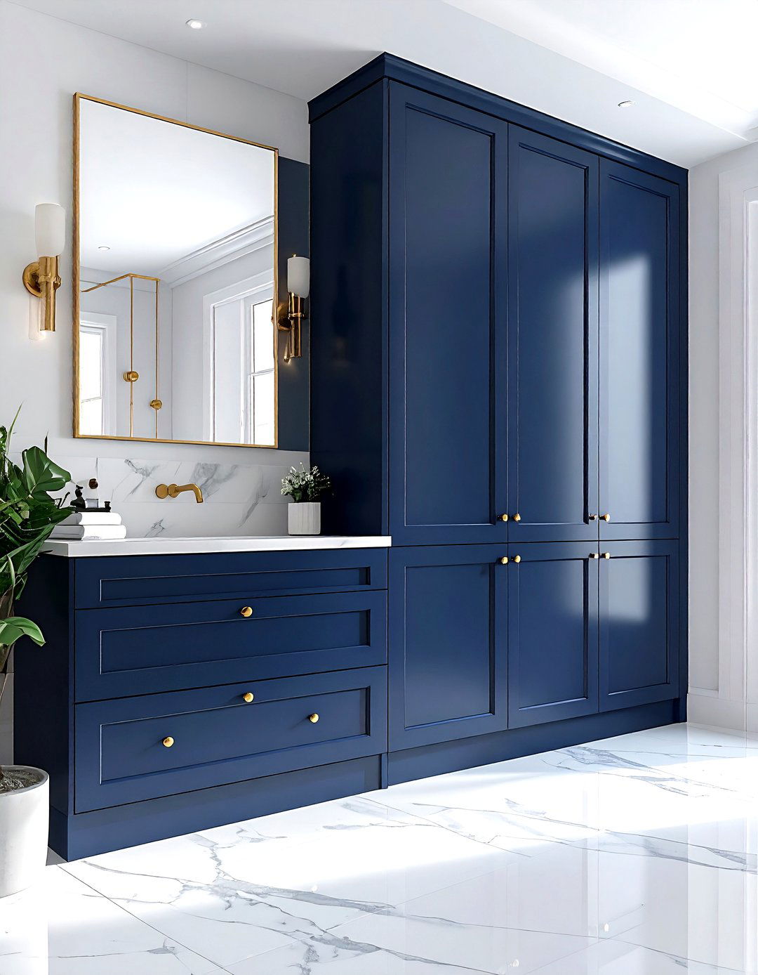 Navy blue bathroom cabinets - 30 navy gold bathroom ideas