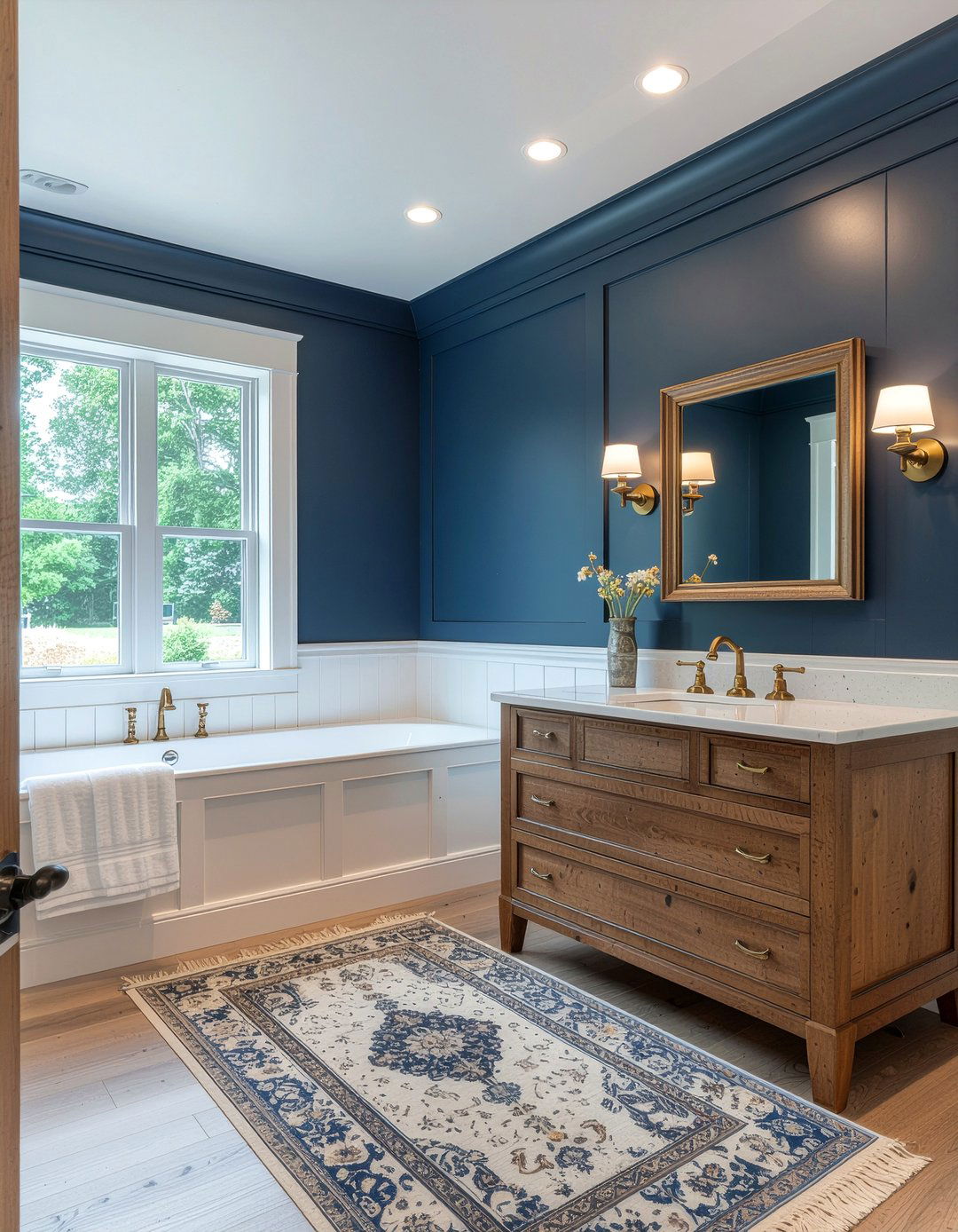Navy blue bathroom paneling - 30 cool blue bathroom ideas