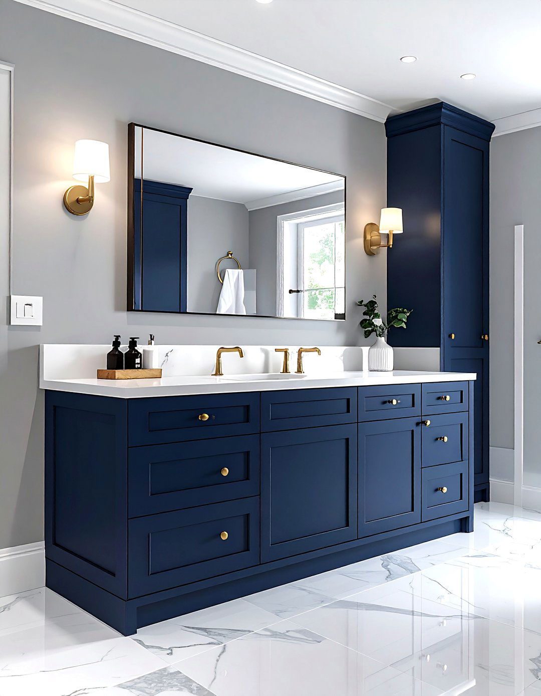 Navy blue bathroom vanity - 30 blue bathroom design ideas