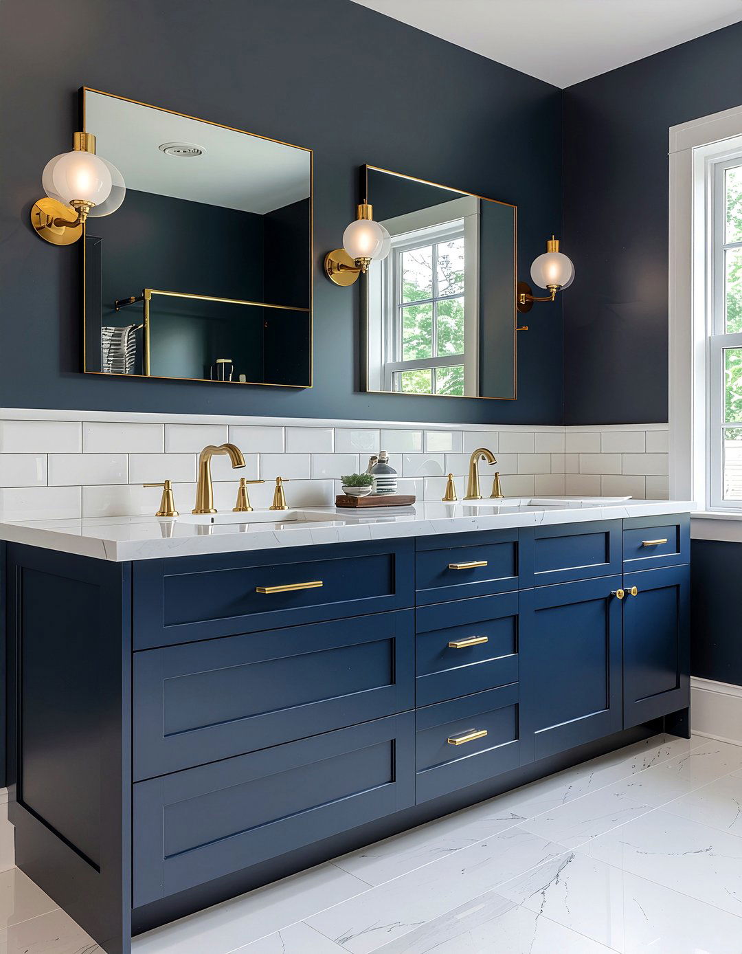 Navy blue bathroom vanity - 30 cool blue bathroom ideas