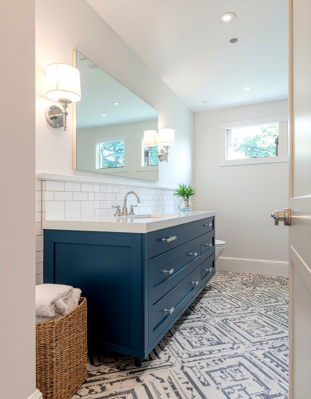 Navy blue bathroom vanity - 30 bathroom built-in vanity ideas