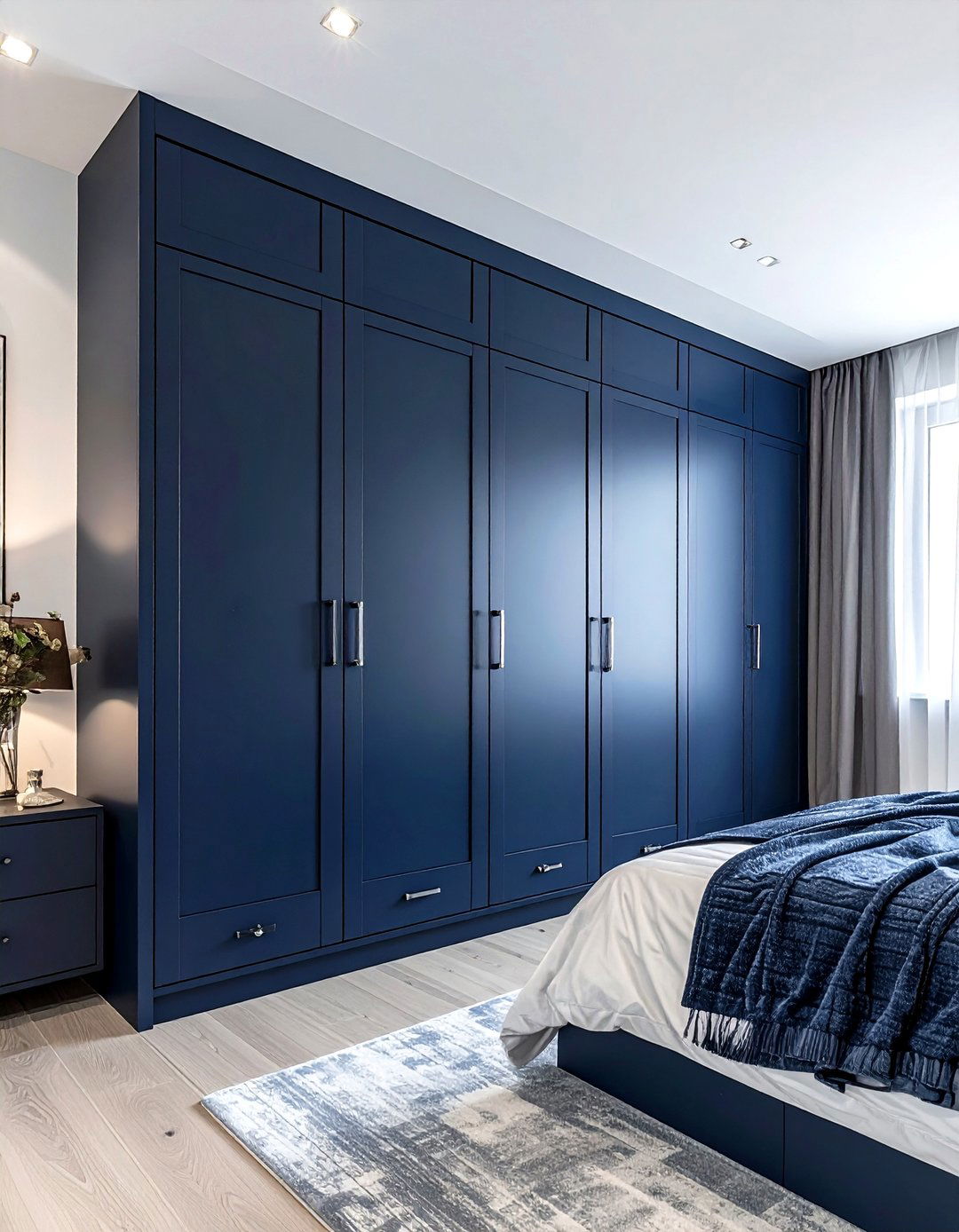Navy blue built in cabinets - 30 contemporary navy bedroom ideas