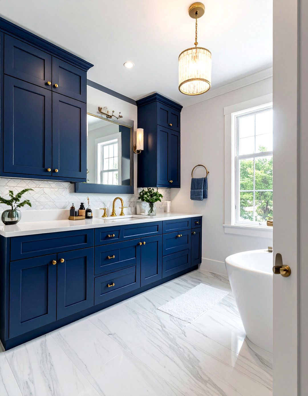 Navy blue cabinets - 30 Cape Cod bathroom ideas