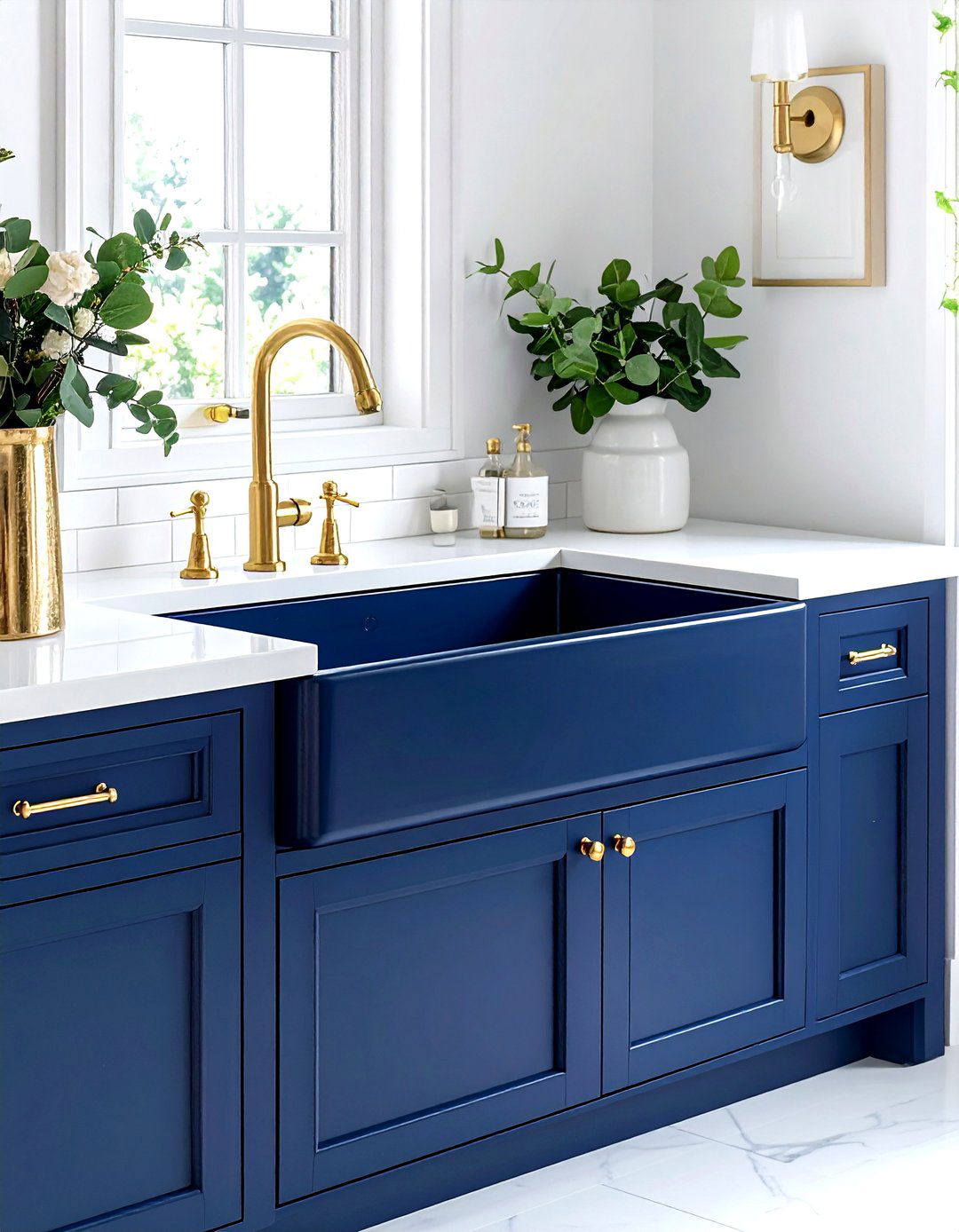 Navy blue cast iron sink - 30 cast iron sink kitchen ideas