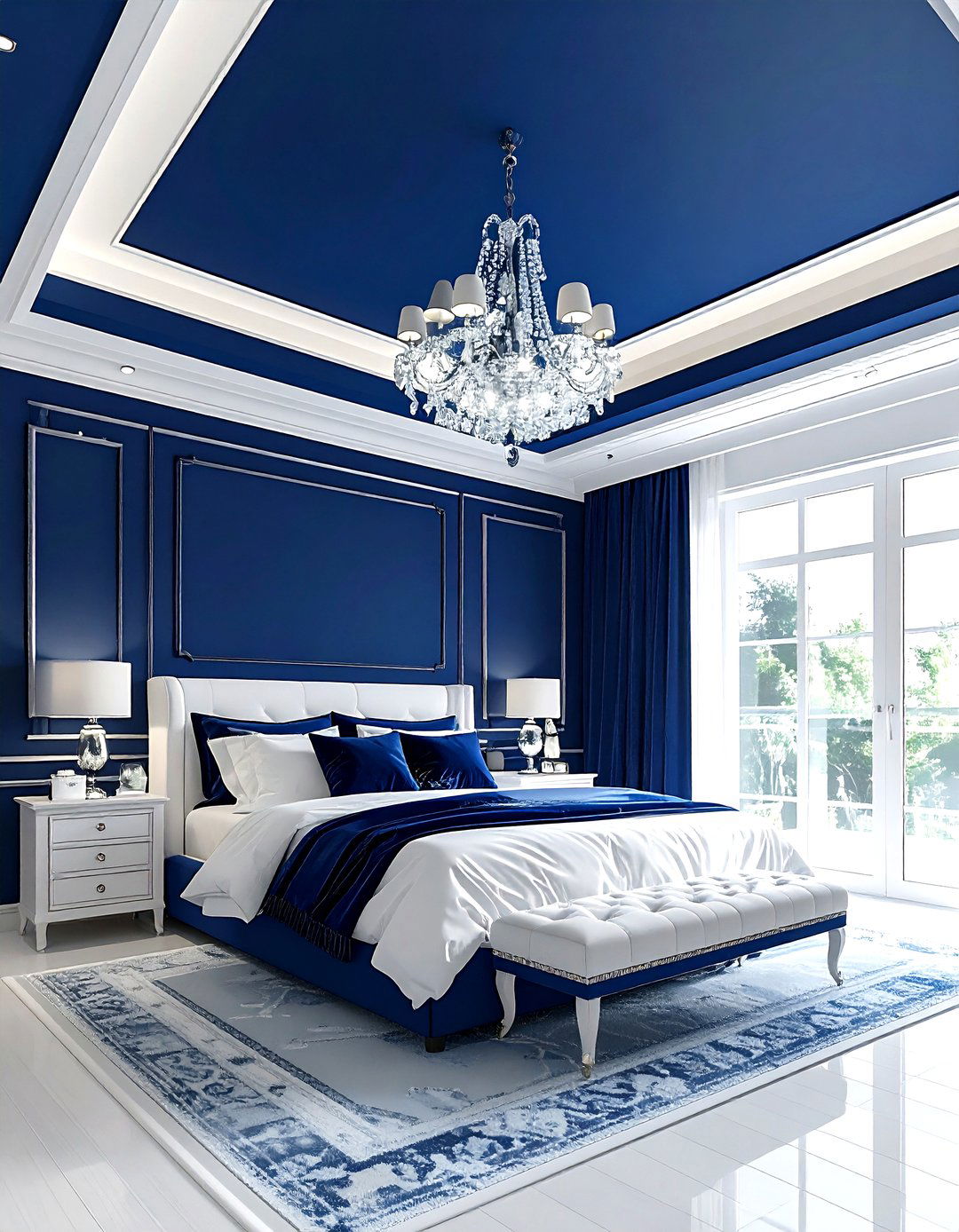 Navy blue ceiling paint - 30 modern navy bedroom ideas