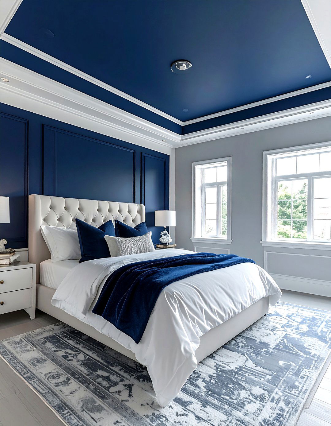 Navy blue ceiling paint - 30 contemporary navy bedroom ideas