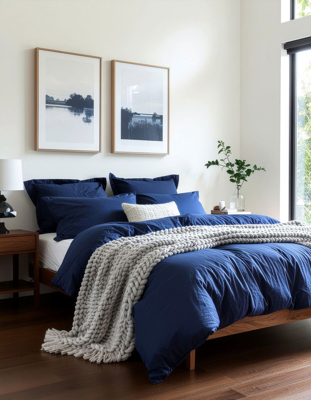 Navy blue comforter set - 30 bedroom blue bedding ideas