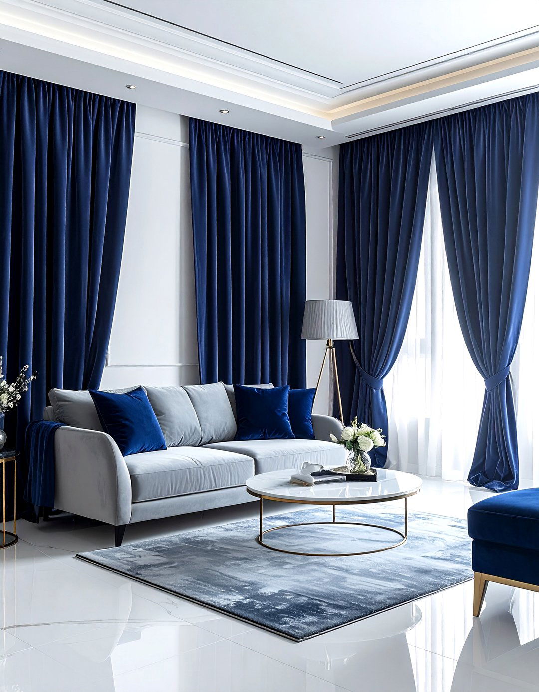Navy blue curtains living room - 30 navy living room ideas
