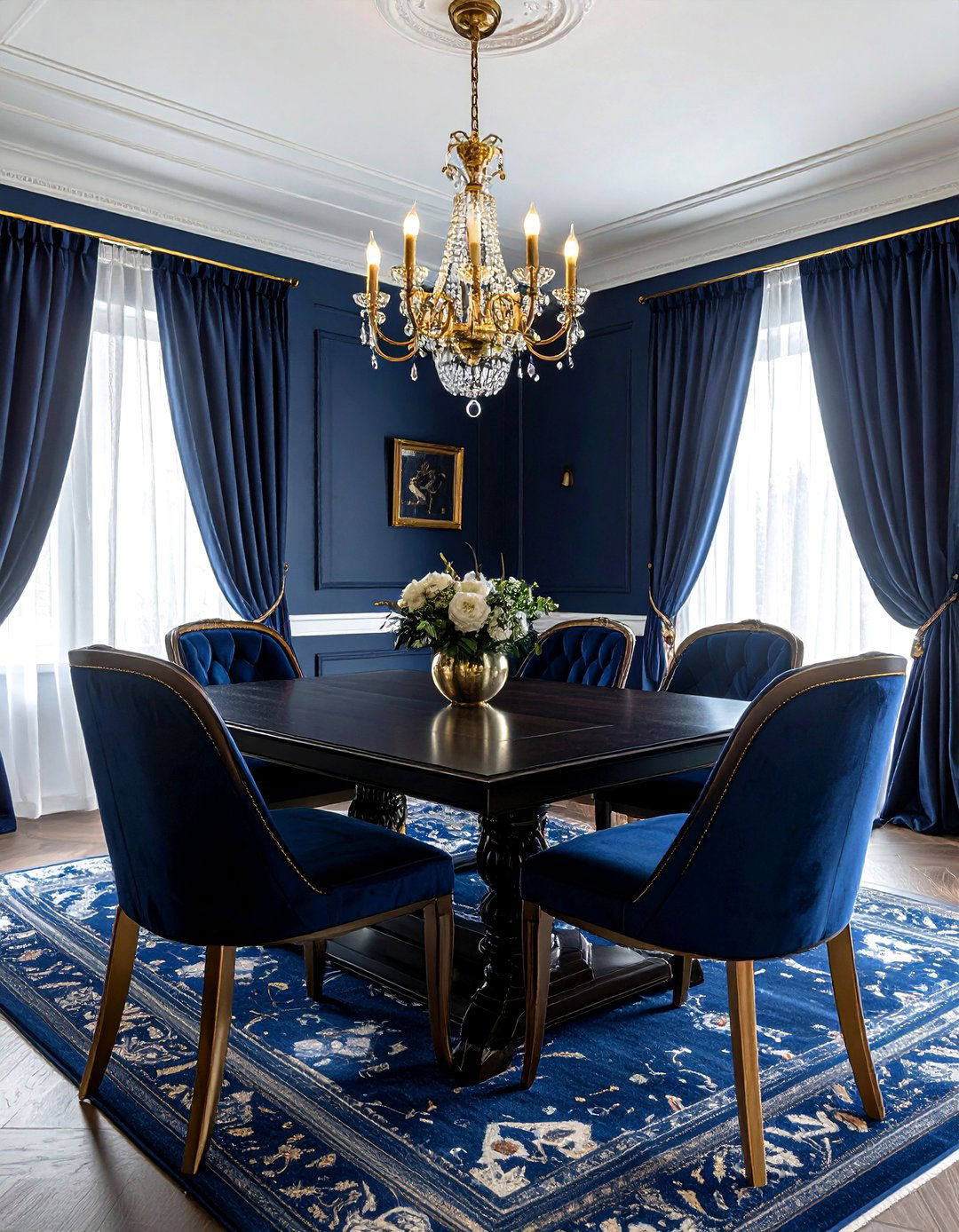 Navy blue dining room - 30 dining room paint ideas