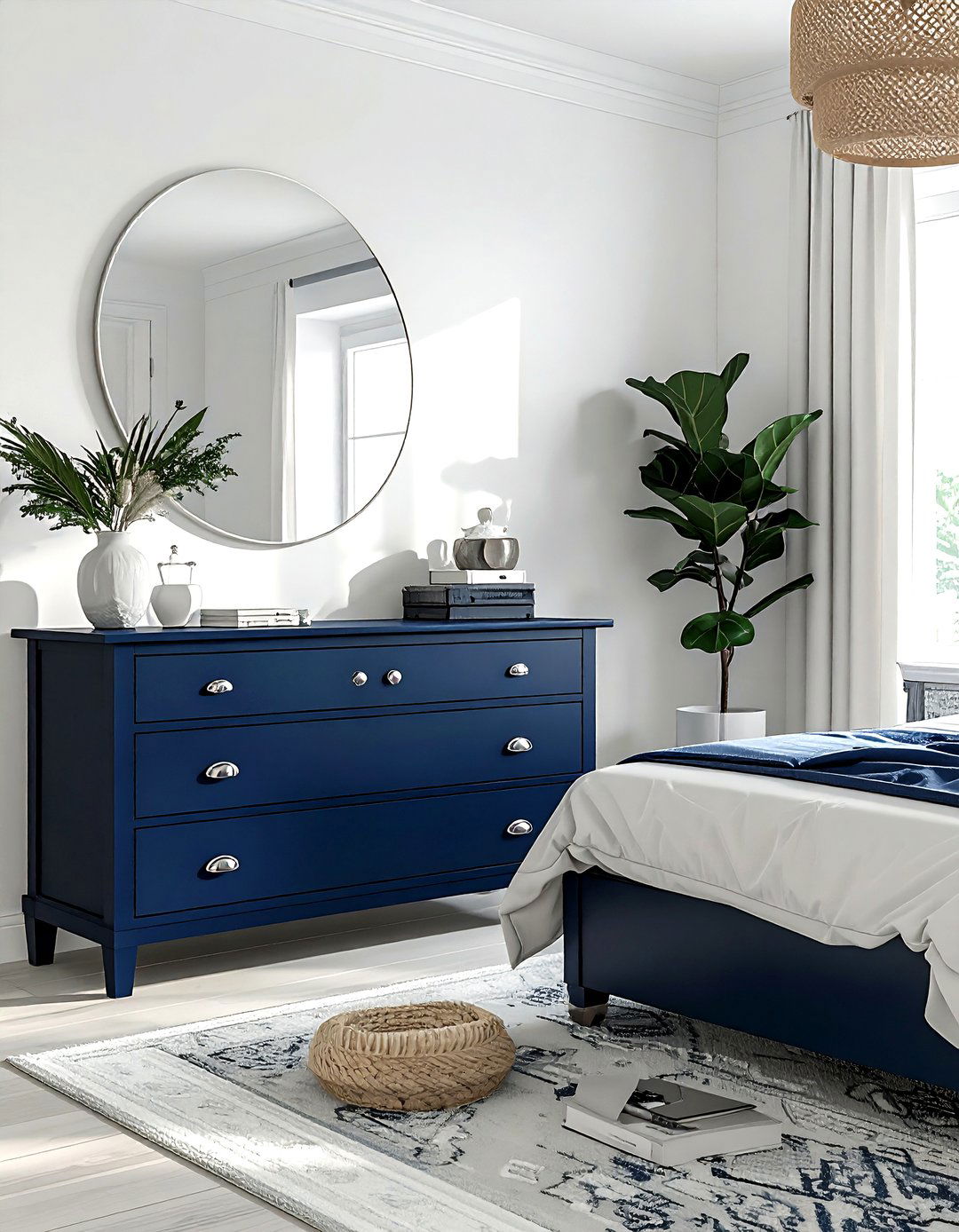 Navy blue dresser coastal hardware - 30 coastal navy bedroom ideas