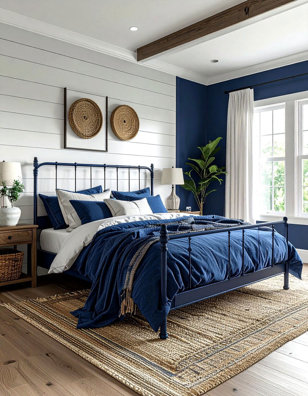 Navy blue farmhouse bedroom - 30 dark navy bedroom ideas