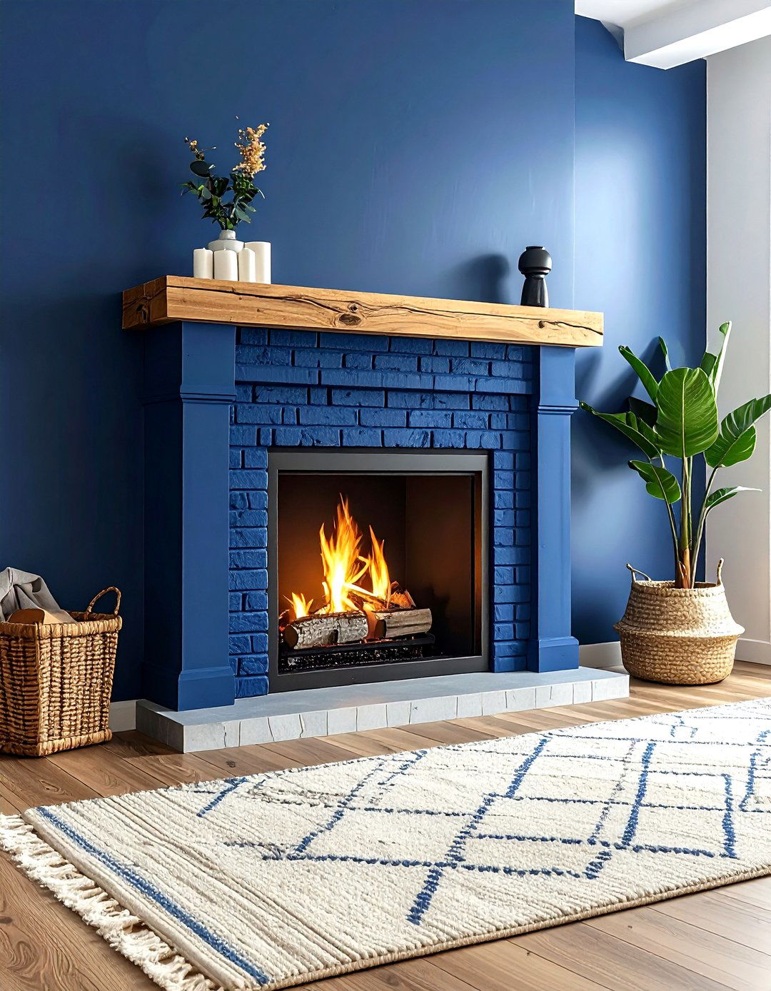 Navy blue fireplace - 30 navy decor ideas