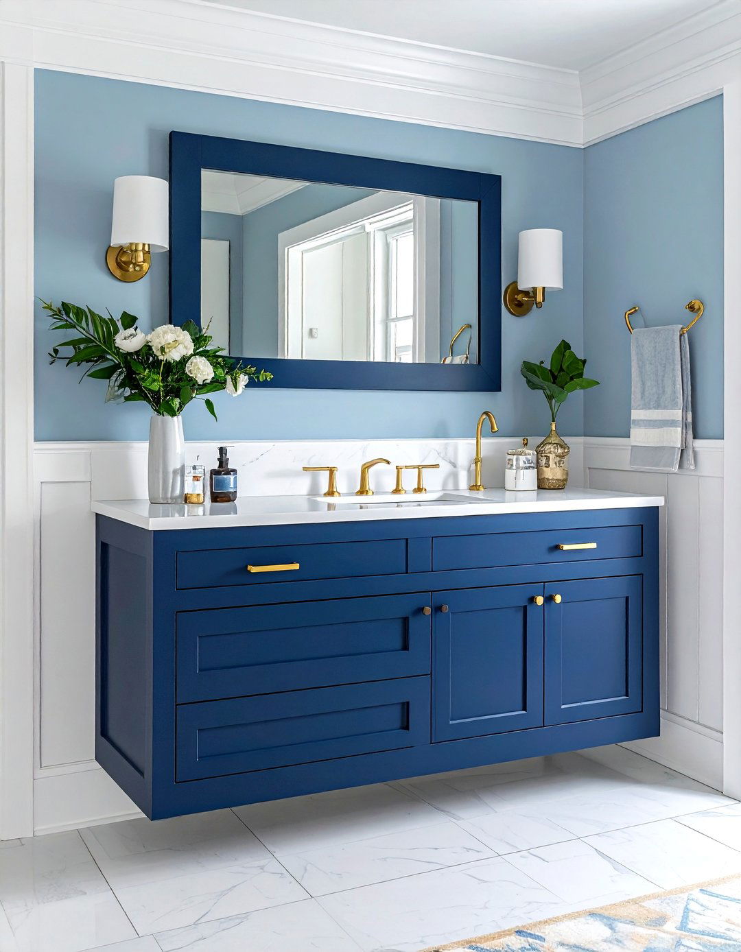 Navy blue floating vanity - 30 floating vanity ideas