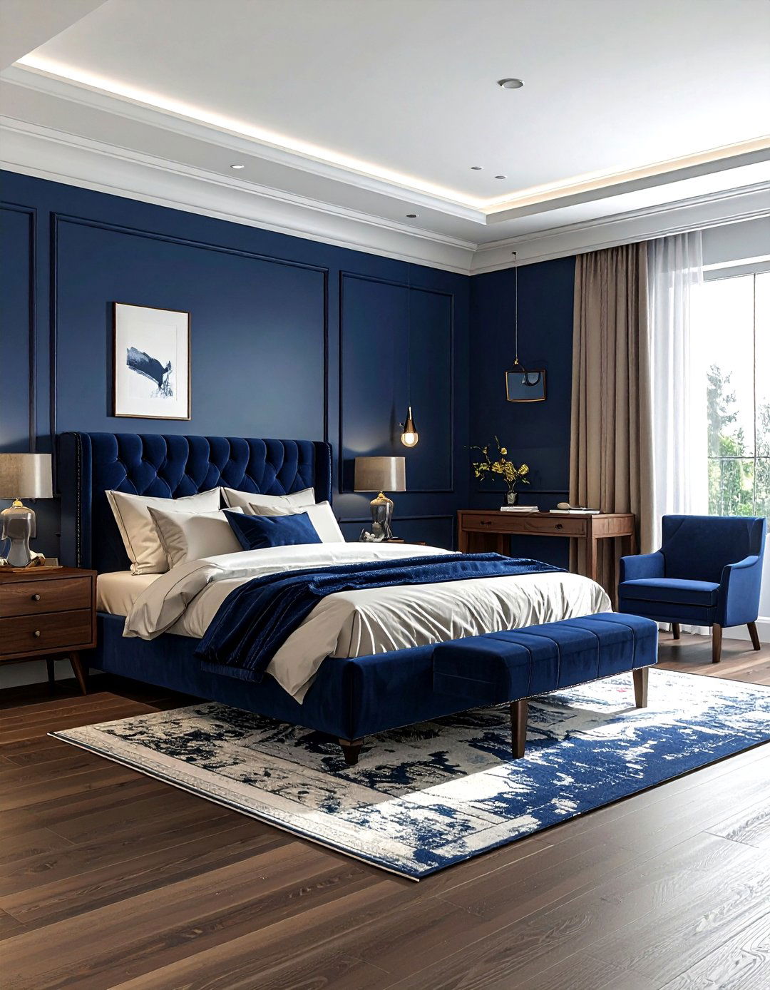 Navy blue guest bedroom - 30 dark navy bedroom ideas