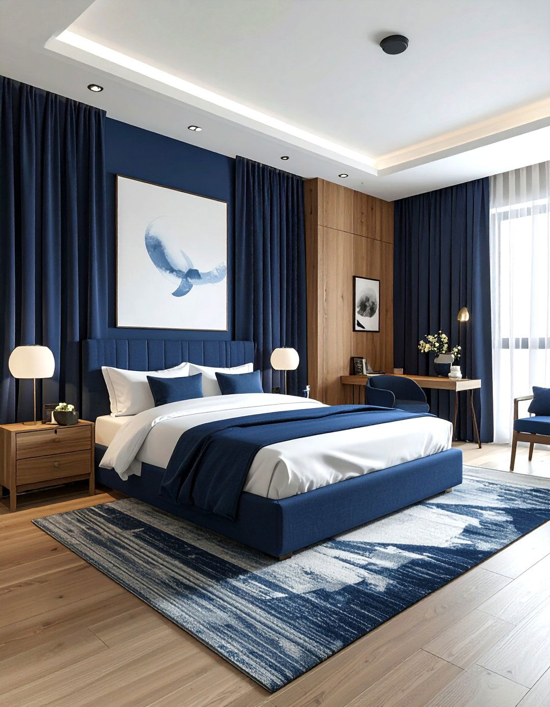 Navy blue guest room setup - 30 minimalist navy bedroom ideas