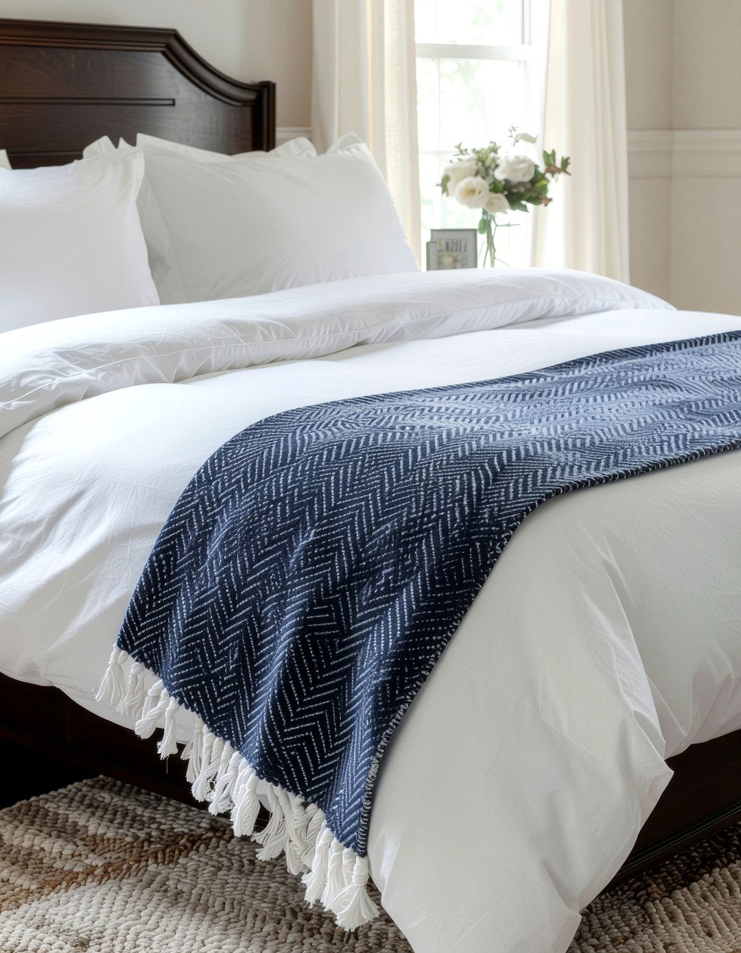Navy blue herringbone blanket - 30 bedroom cotton blankets