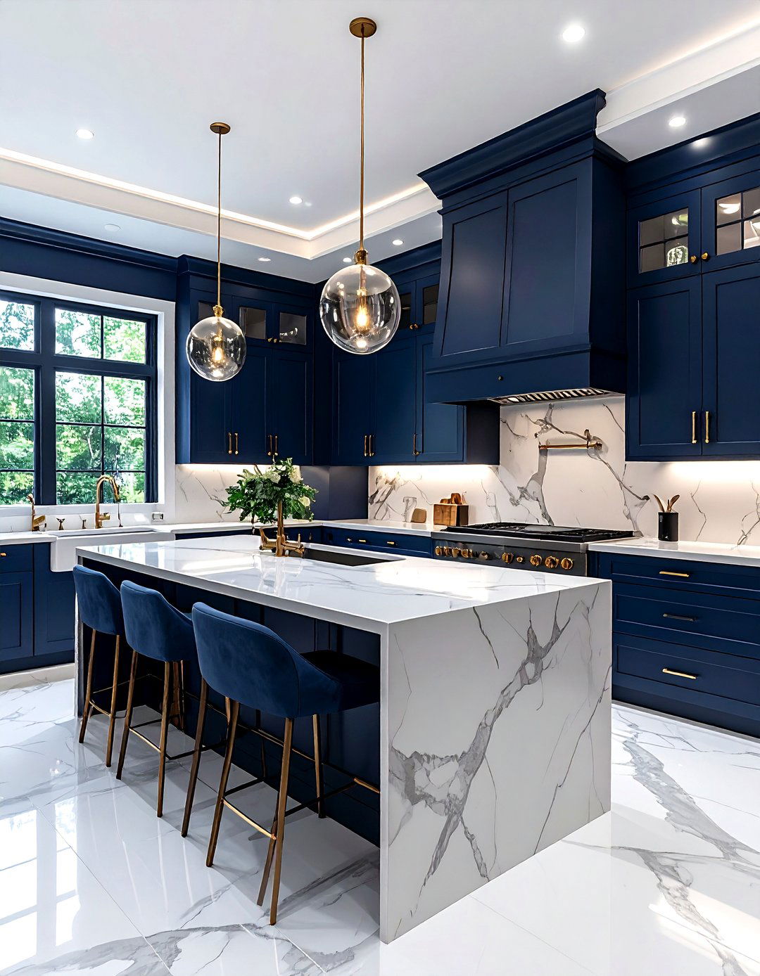 Navy blue kitchen - 30 spacious kitchen ideas
