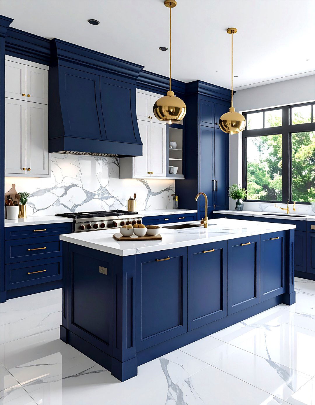 Navy blue kitchen cabinet - 30 polished kitchen ideas