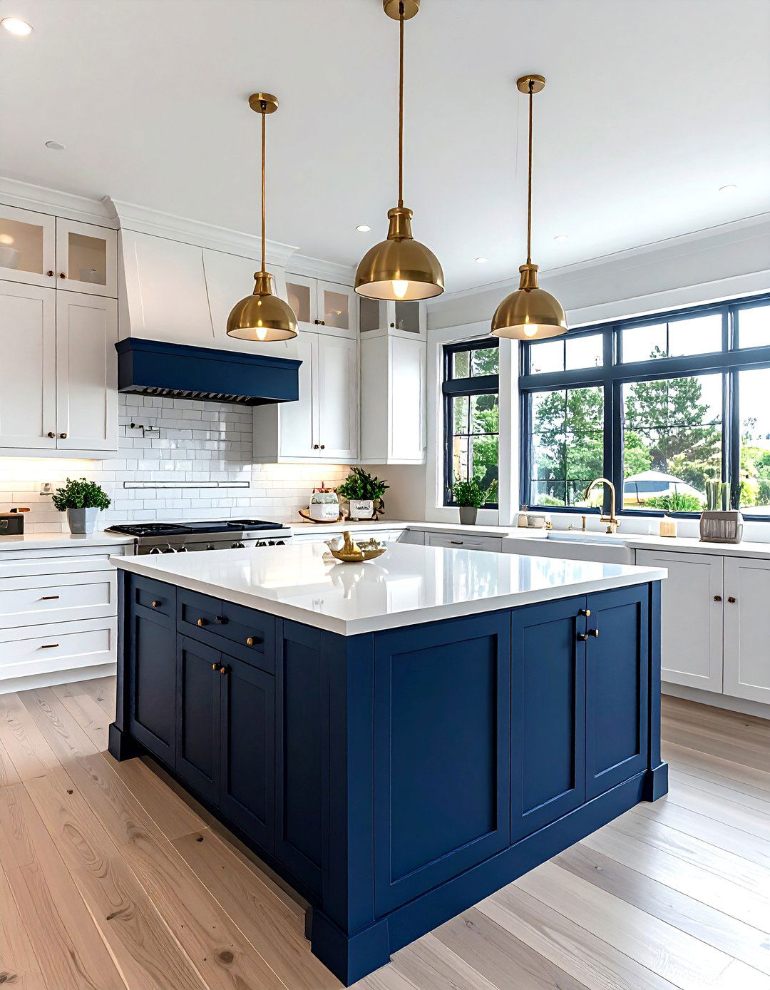 Navy blue kitchen island - 30 kitchen character ideas