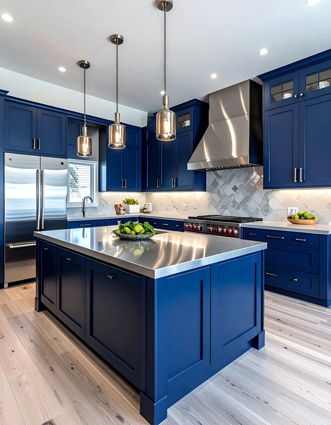 Navy blue kitchen stainless steel - 30 stainless steel countertop kitchen ideas