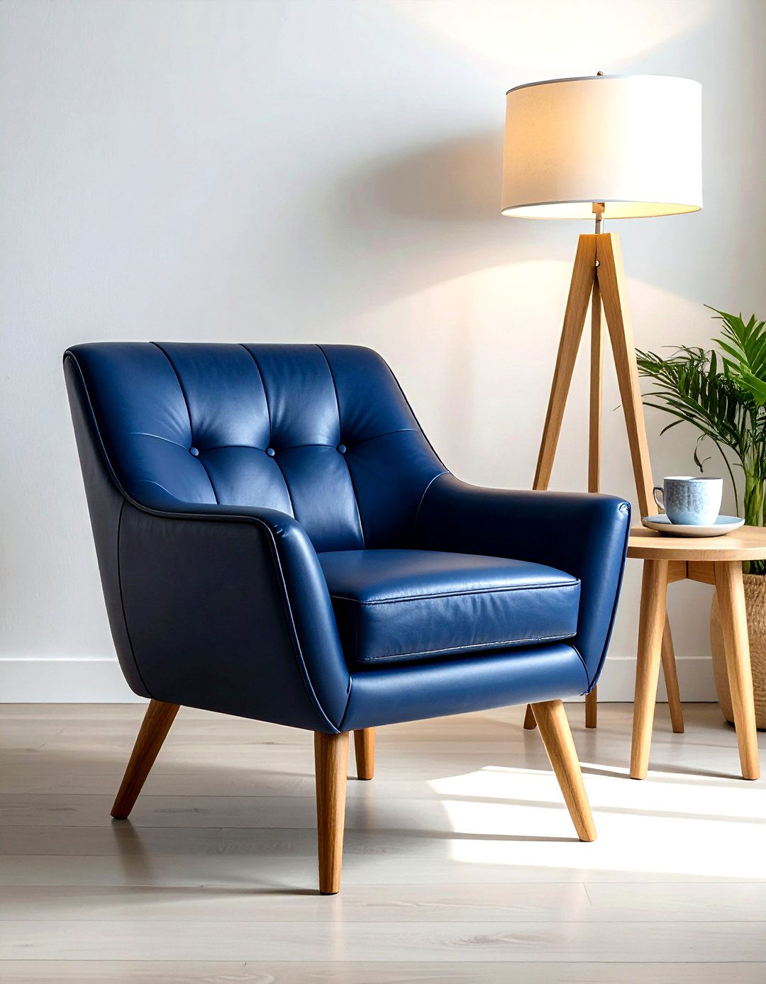 Navy blue leather chair - 30 scandinavian navy living room ideas