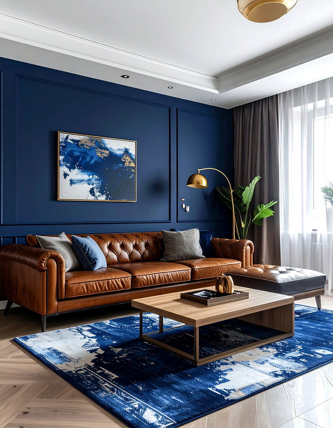 Navy blue living room - 30 navy decor ideas