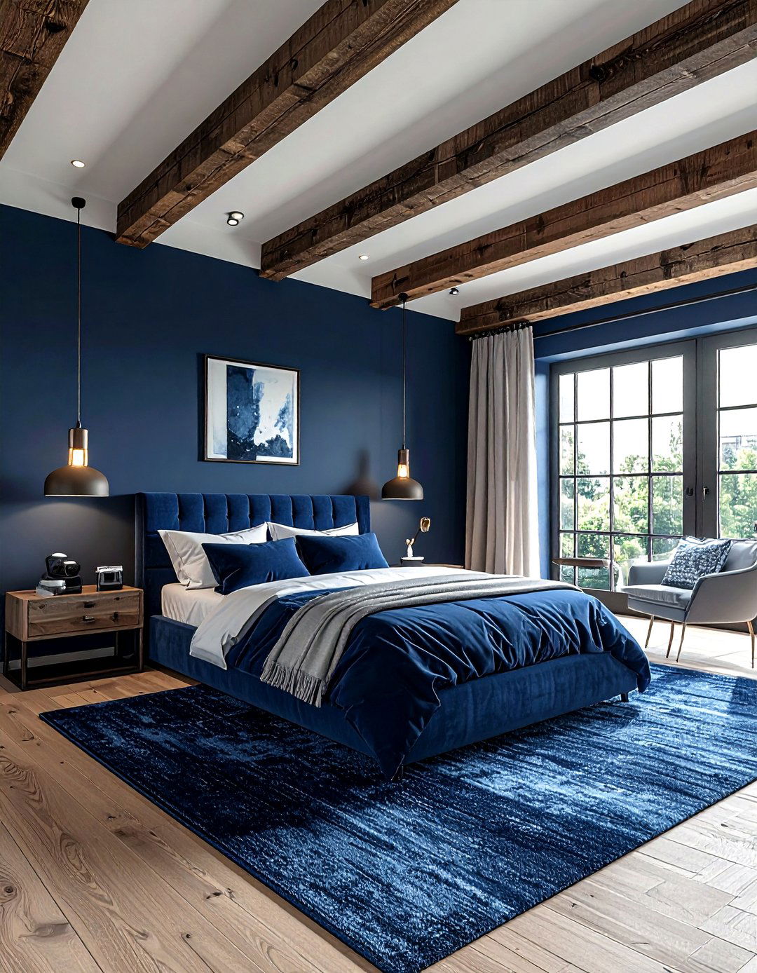 Navy blue loft bedroom - 30 minimalist navy bedroom ideas