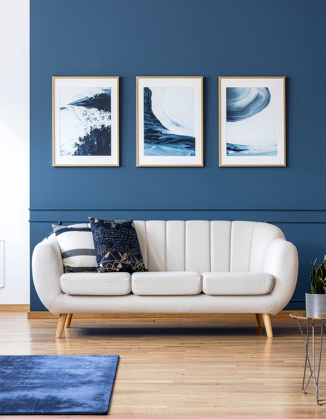 Navy blue lower wall - 30 living room half painted walls