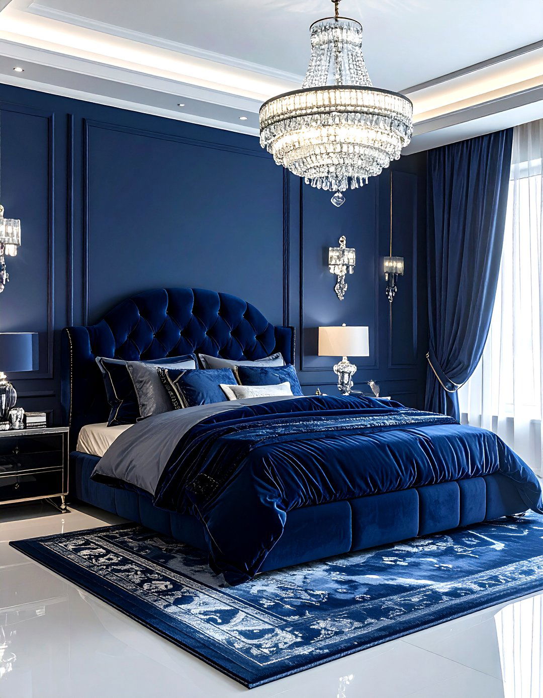 Navy blue luxury bedroom - 30 dark navy bedroom ideas