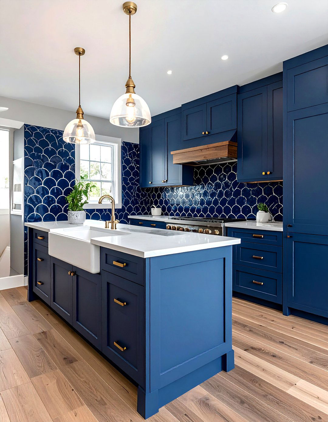 Navy blue mermaid tile kitchen - 30 fish scale tile kitchen backsplash ideas