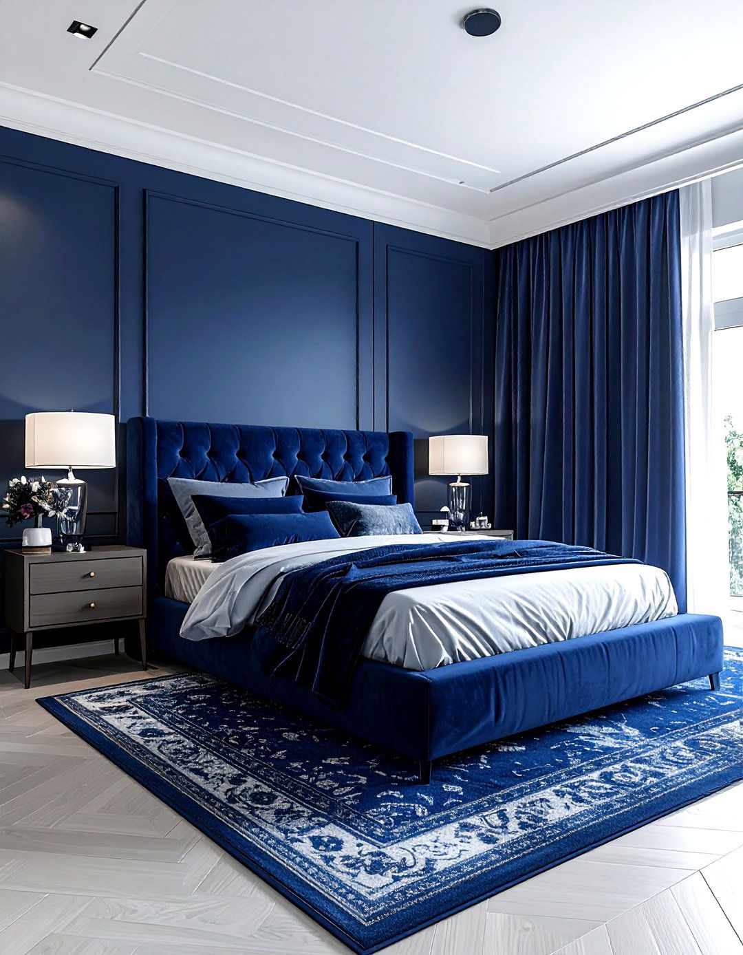 Navy blue monochromatic bedroom - 30 modern navy bedroom ideas