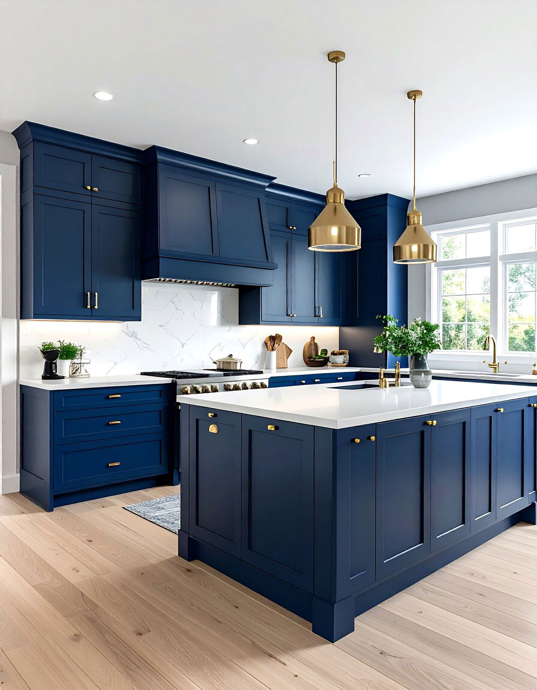 Navy blue open plan kitchen - 30 open plan kitchen ideas