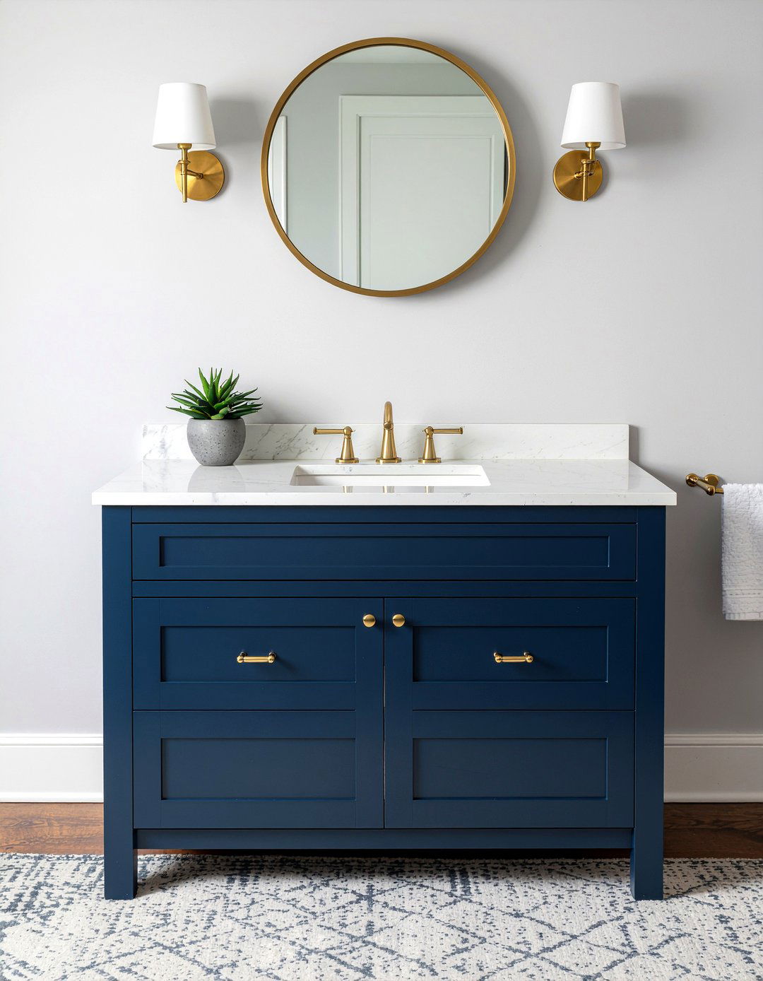 Navy blue painted bathroom vanity - 30 partial bathroom remodel ideas