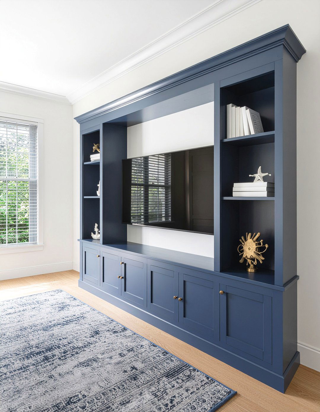 Navy blue painted wall unit - 30 living room wall unit ideas
