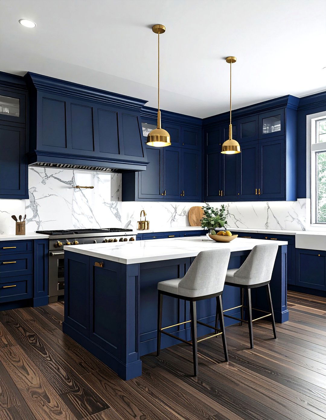Navy blue paneling - 30 kitchen wainscoting ideas