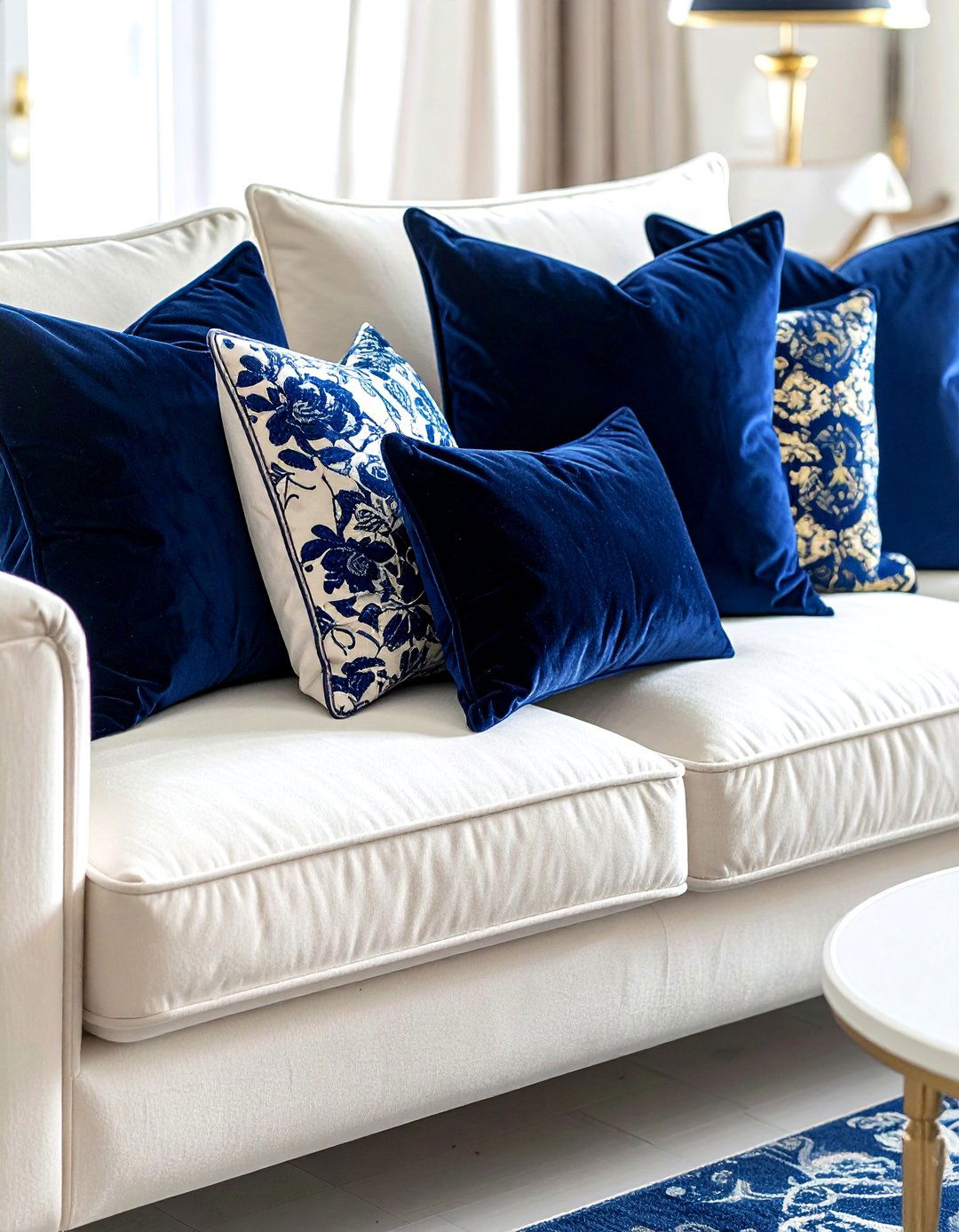 Navy blue pillow styling - 30 pillow styling ideas