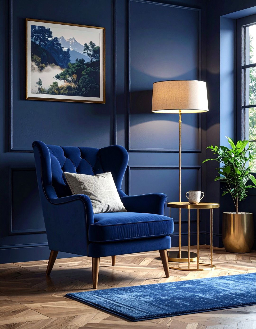Navy blue reading nook - 30 navy decor ideas