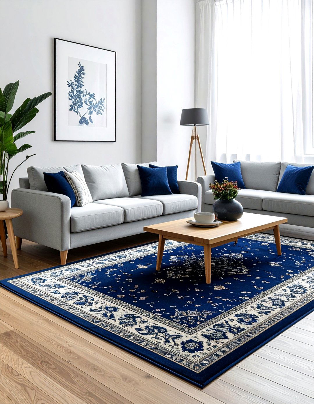Navy blue rug living room - 30 navy living room ideas