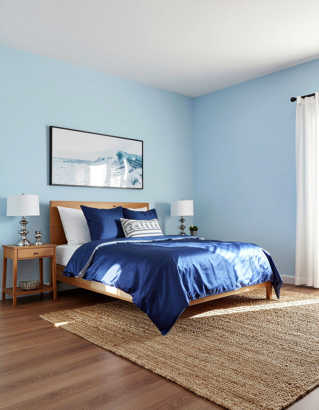 Navy blue satin bedspread - 30 bedroom satin bedding ideas