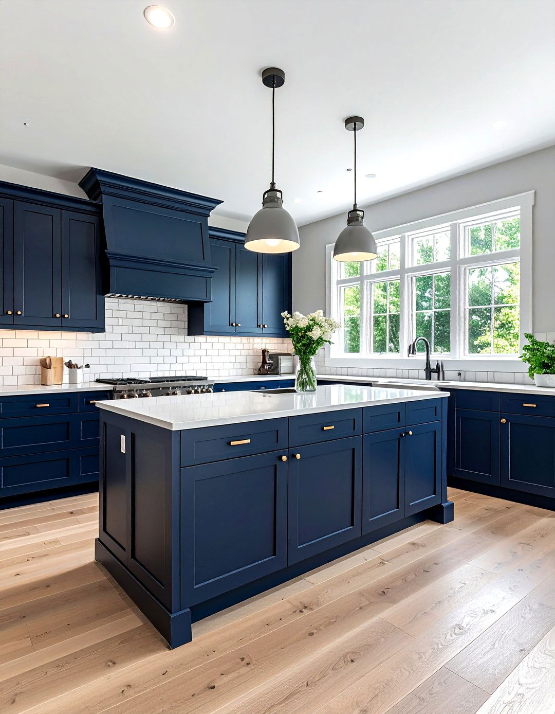 Navy blue shaker cabinets - 30 navy kitchen ideas