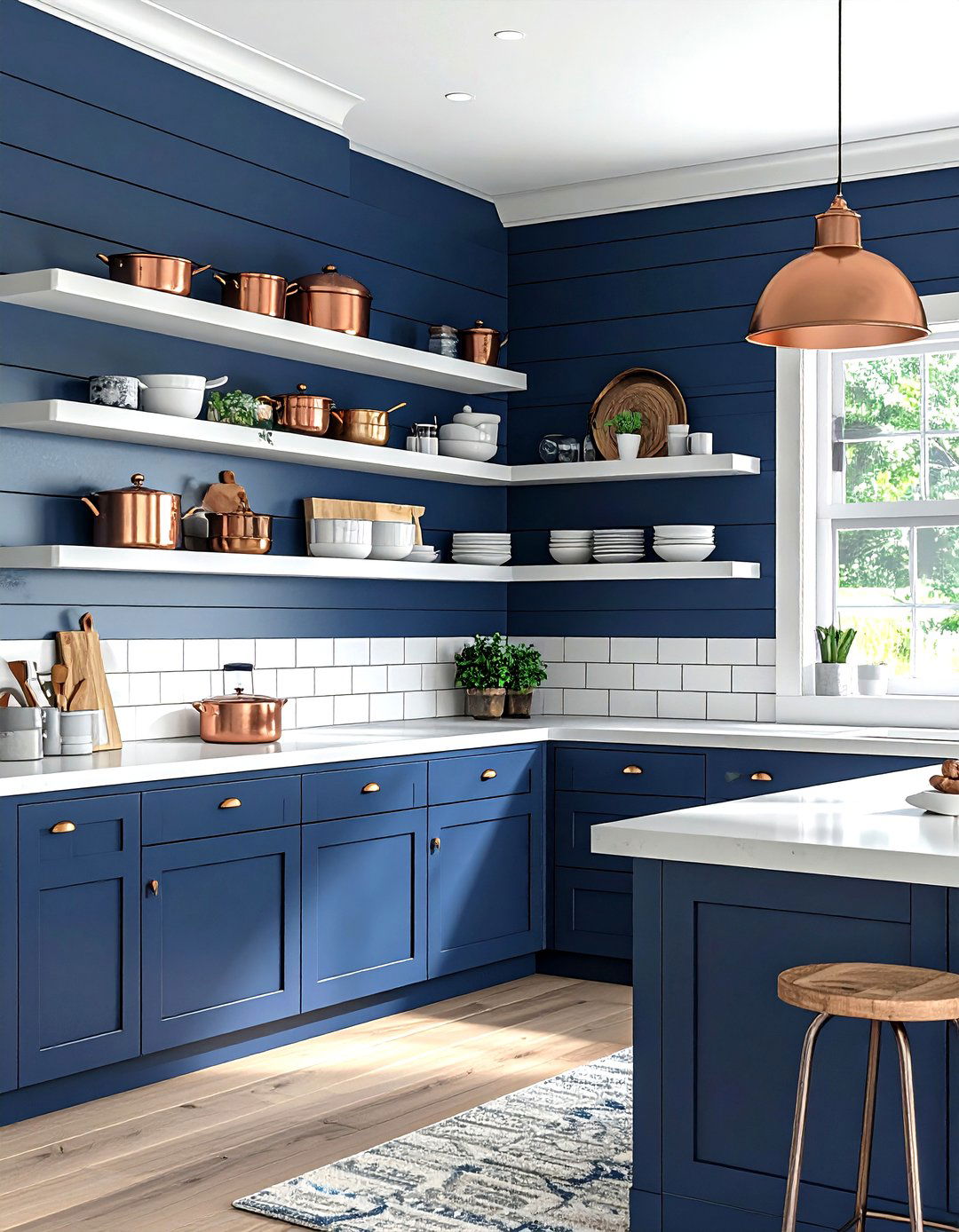Navy blue shiplap - 30 kitchen shiplap ideas