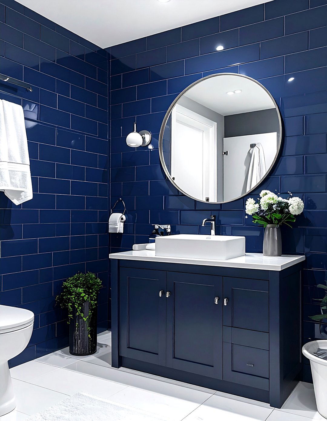 Navy blue subway tile bathroom - 30 subway tile bathroom ideas