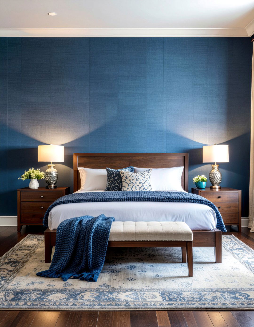 Navy blue textured wallpaper - 30 bedroom bold wallpapers