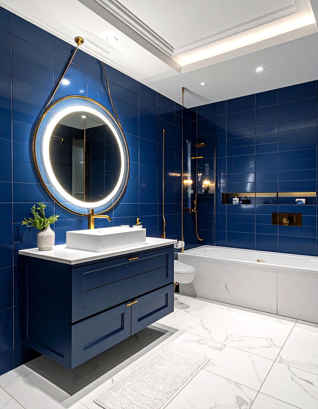 Navy blue tile - 30 bathroom wall tile ideas
