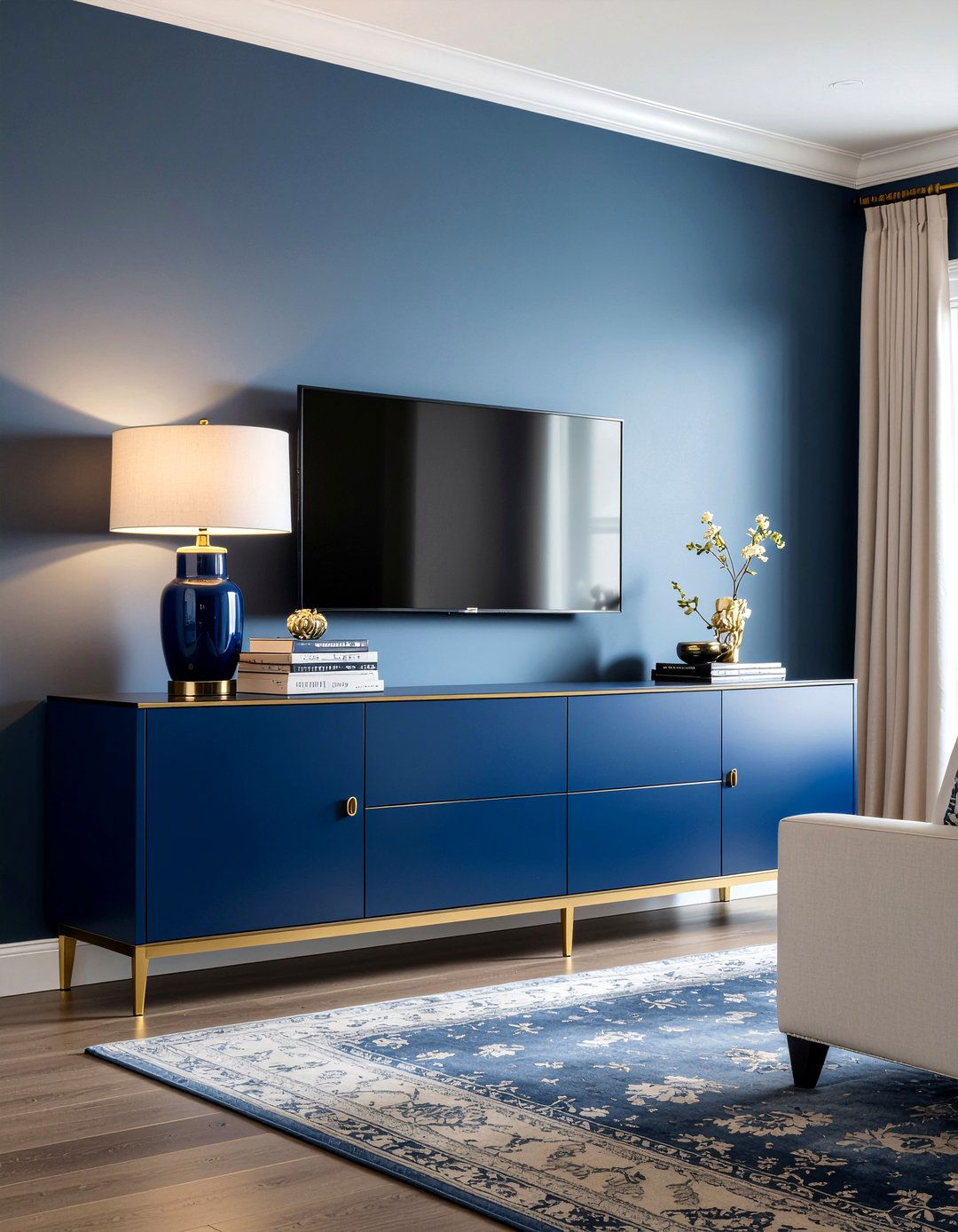 Navy blue tv console - 30 living room tv stand ideas