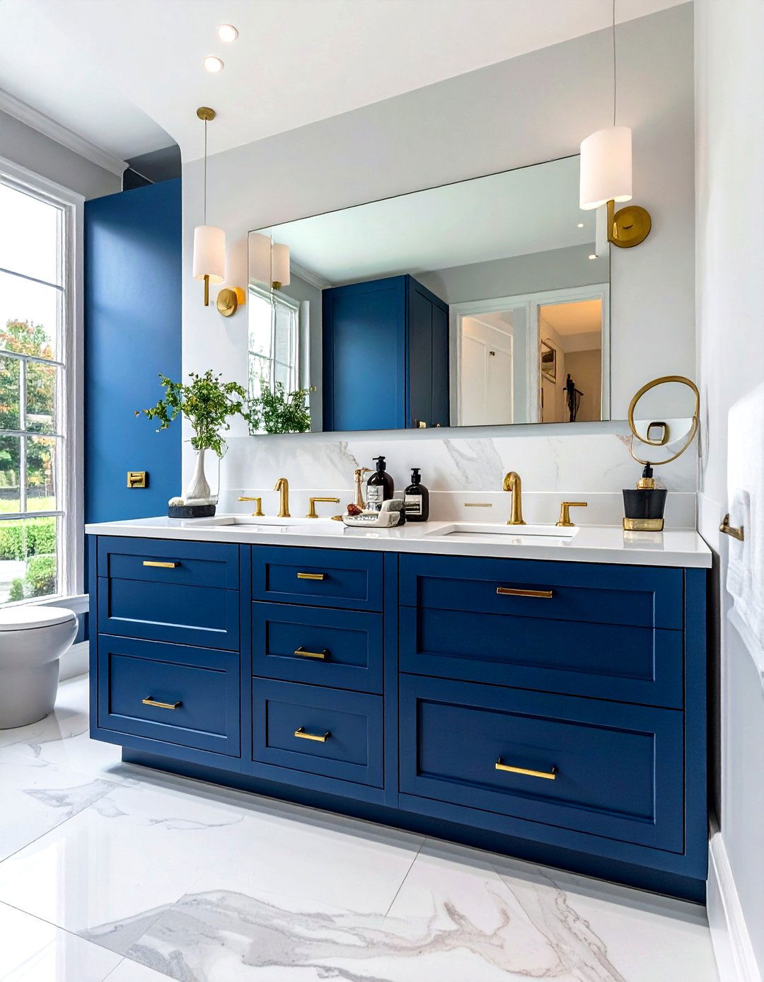 Navy blue vanity - 30 townhouse bathroom ideas