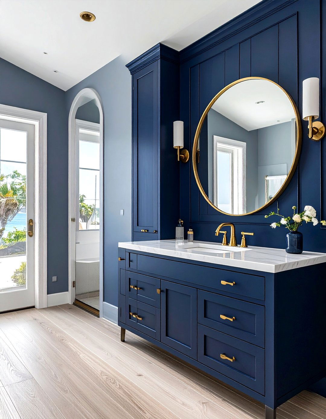 Navy blue vanity - 30 beach house bathroom ideas