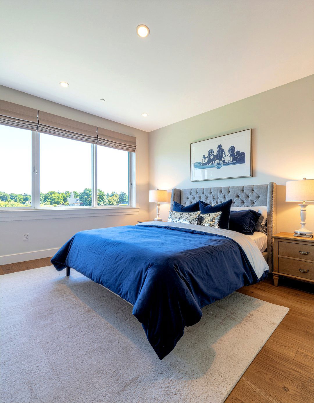 Navy blue velvet bedding - 30 bedroom velvet bedding ideas