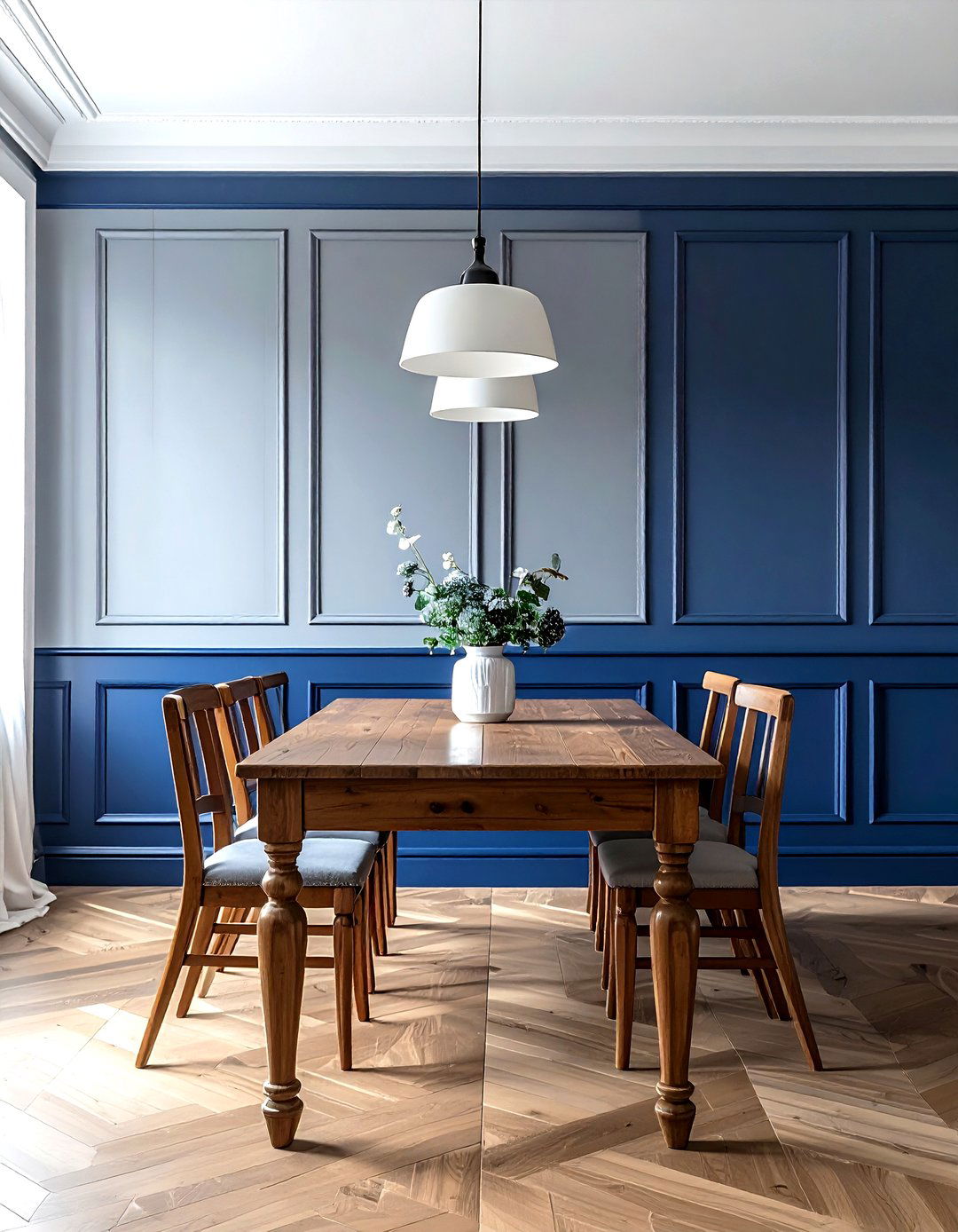 Navy blue wainscoting - 30 navy dining room decor ideas